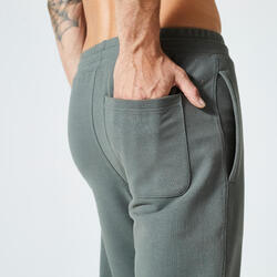 Pantalón chándal fitness algodón ajustado Hombre Domyos 500+ gris