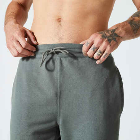 Men's Fitness Jogging Bottoms 500 Essentials - Ash Khaki