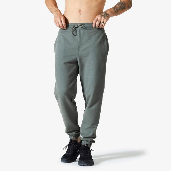 DOMYOS Pantalón Jogger Fitness Hombre Verde Caqui Ceniza