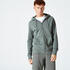 Men Sweatshirt With Hood and Zip Fleece Lined 500 For Gym-Grey Khaki