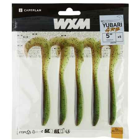 Kirmėlės formos minkštas masalas su viliojimo medžiaga „WXM YUBARI GRB 130“, žaliai ruda