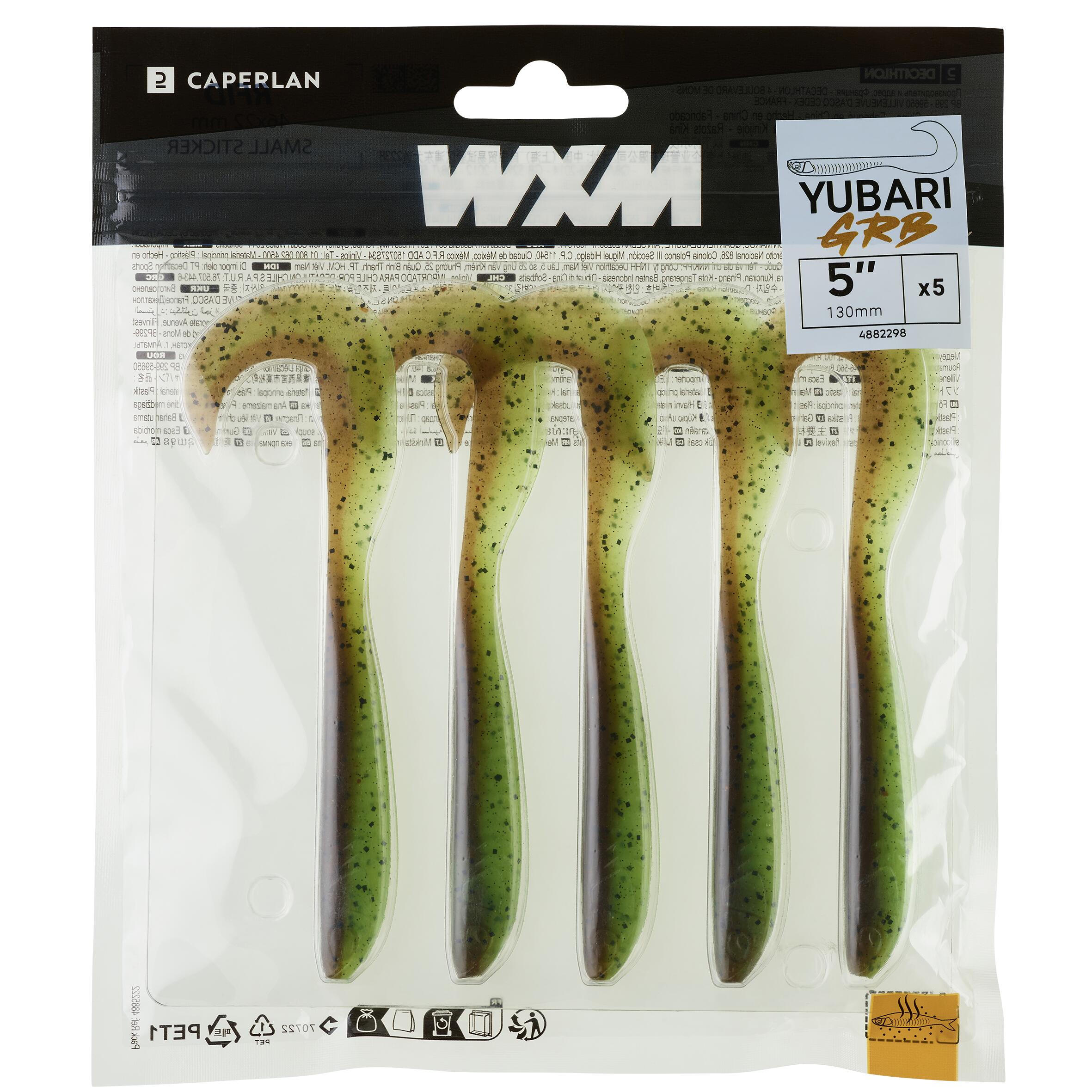 LEURRE SOUPLE VIRGULE GRUB AVEC ATTRACTANT WXM YUBARI GRB 130 VERT MARRON 3/10