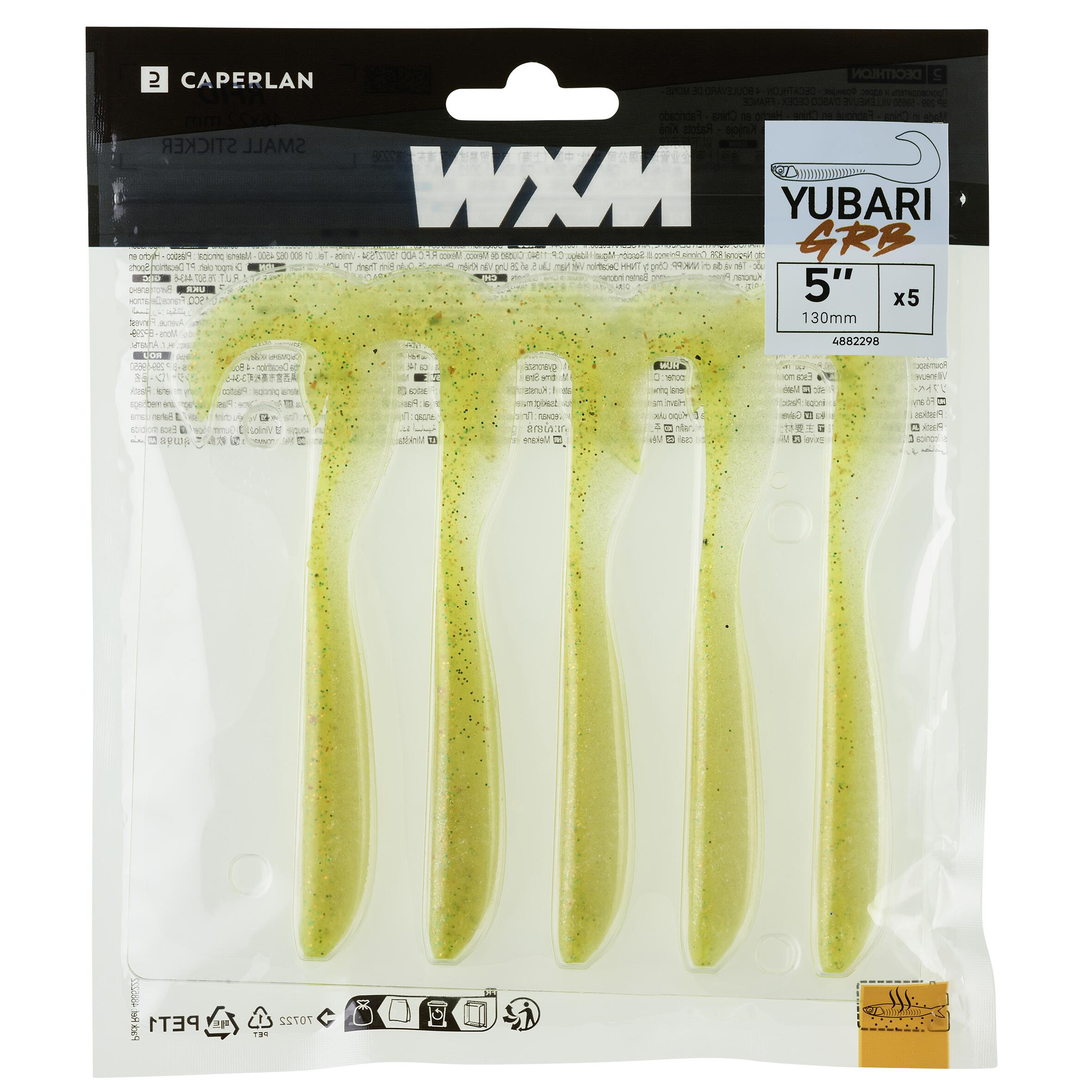 SOFT GRUB LURE WITH WXM YUBARI GRB 130 ATTRACTANT CHARTREUSE 3/6