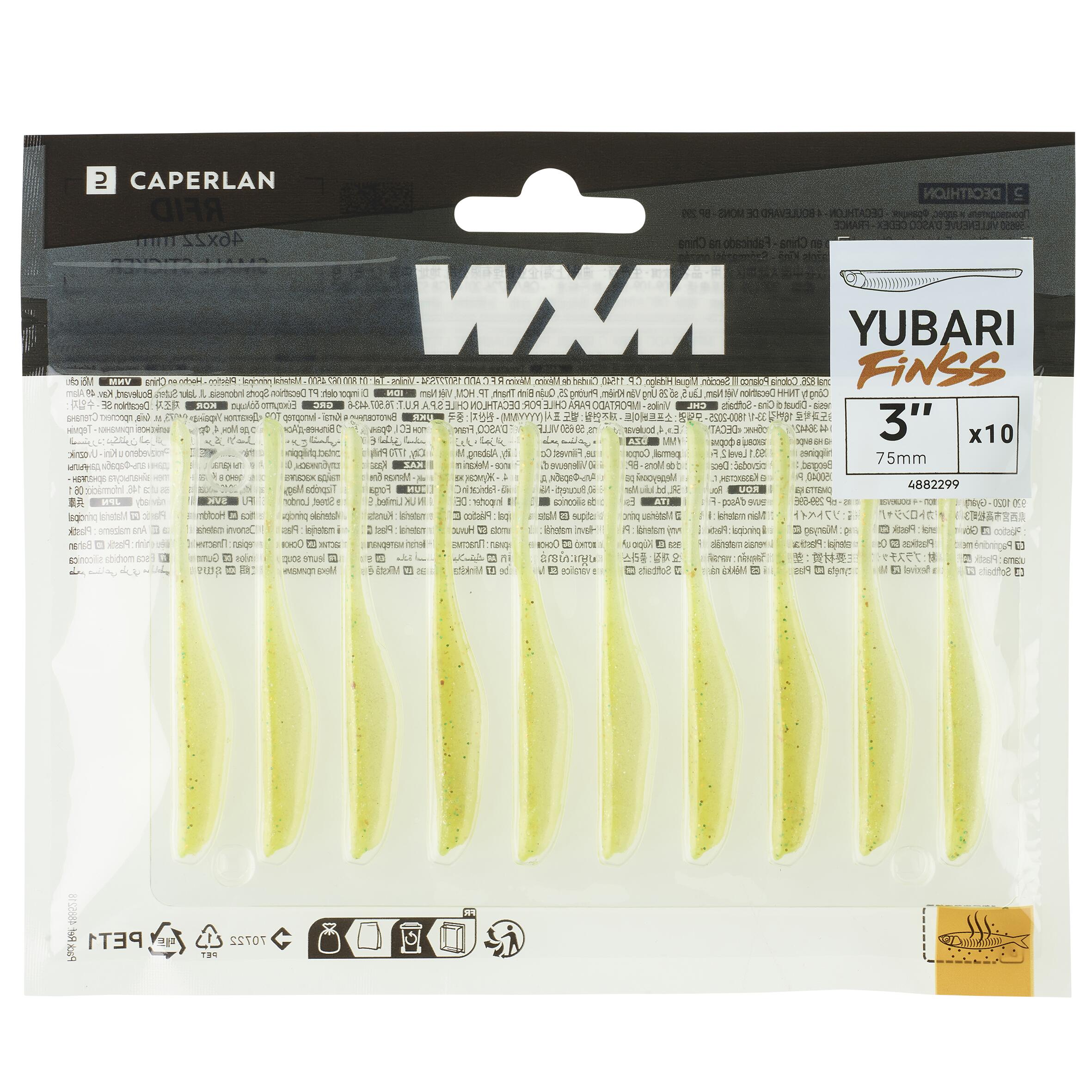 LEURRE SOUPLE FINESS AVEC ATTRACTANT WXM YUBARI FINSS 75 CHARTREUSE 4/9