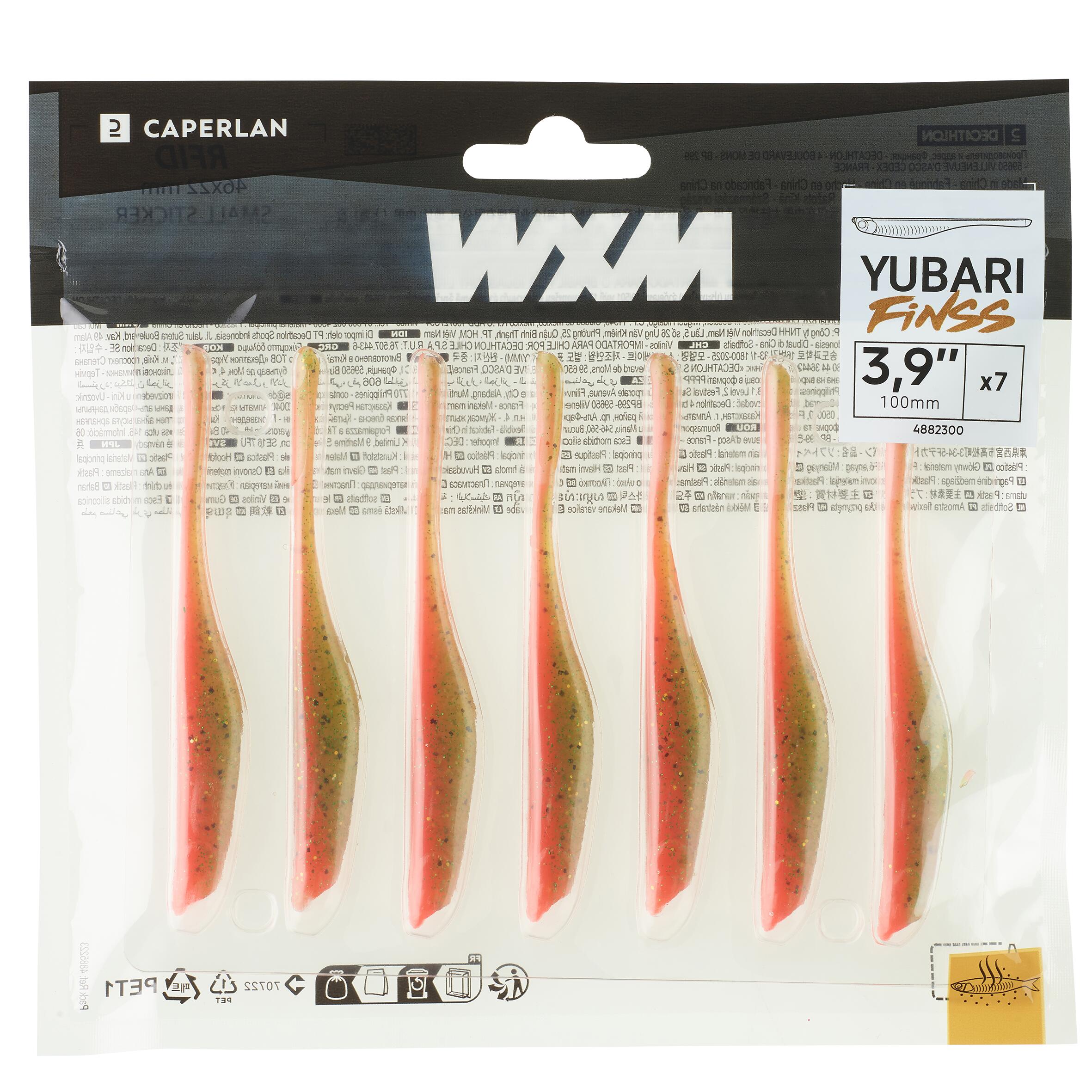 LEURRE SOUPLE FINESS AVEC ATTRACTANT WXM YUBARI FINSS 100 ORANGE 4/8