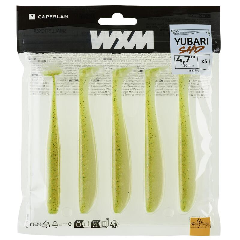 Měkká nástraha typu Shad s atraktantem WXM Yubari SHD 120 světle zelená