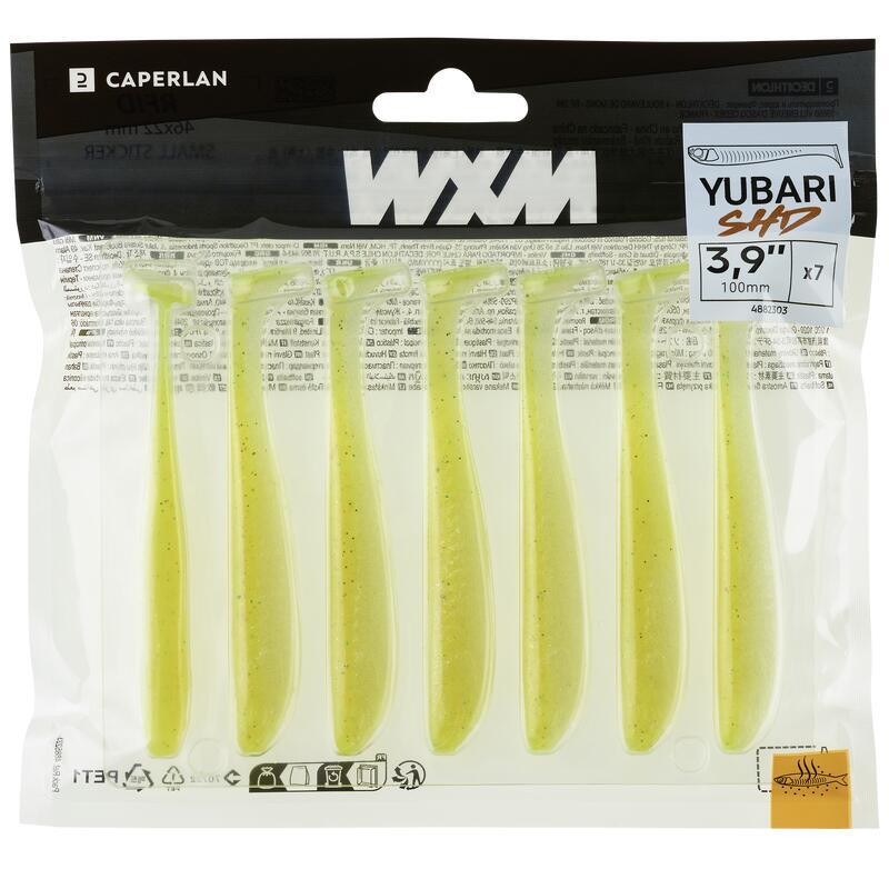 Gummiköder Shad mit Lockstoff WXM YUBARI SHD 100 gelbgrün