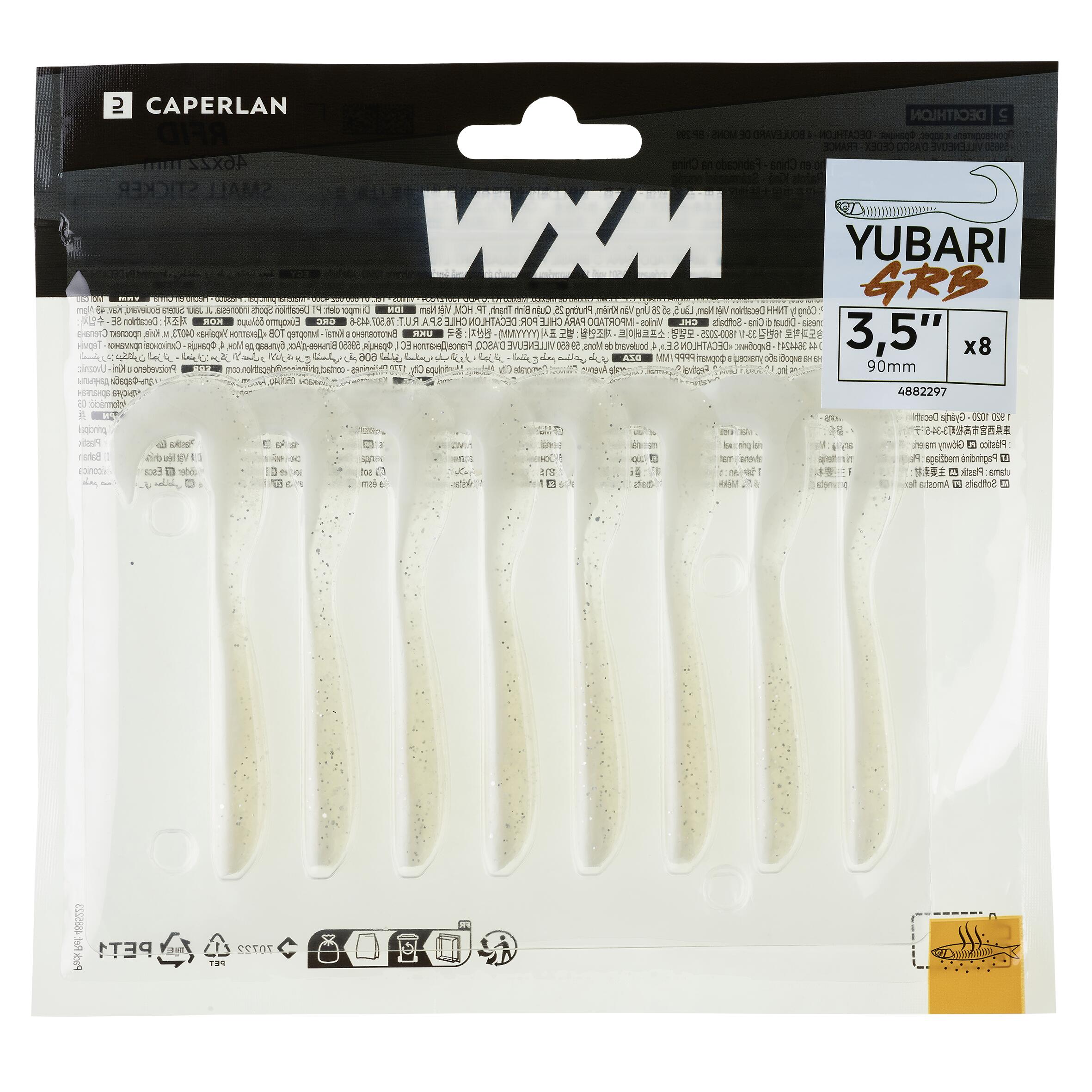 AMOSTRA FLEXÍVEL VIRGULE GRUB COM ATRATIVO PESCA WXM YUBARI GRB 90 BRANCO 4/7