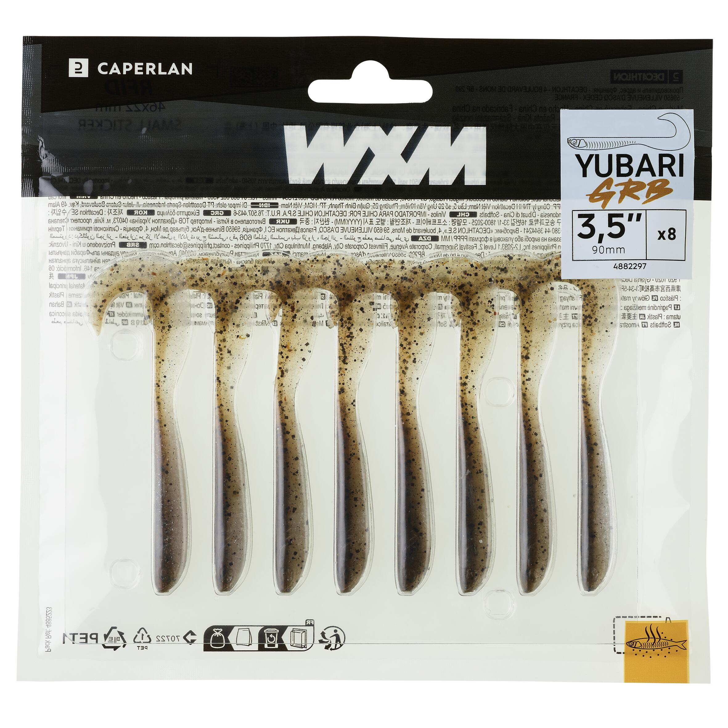 Leurre souple virgule grub avec attractant - WXM Yubari GRB 90 gremille - CAPERLAN