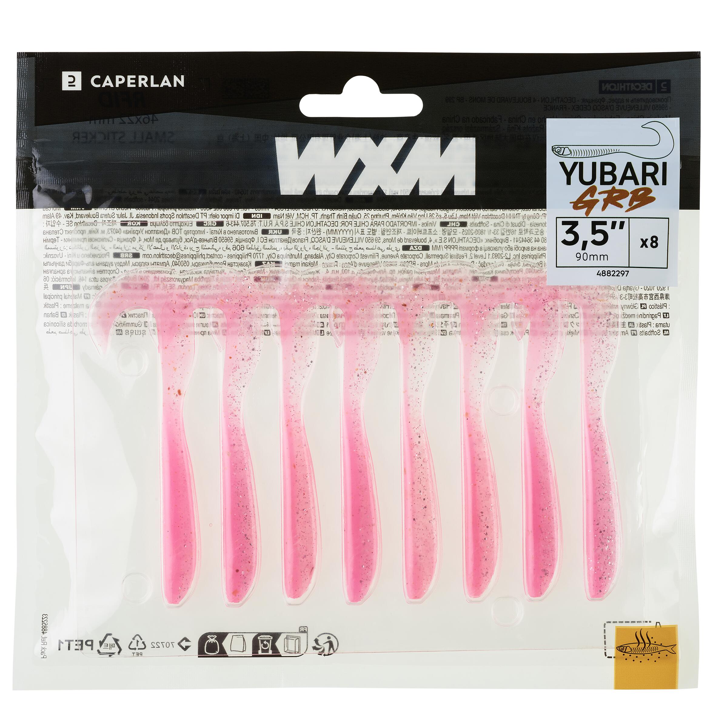 LEURRE SOUPLE VIRGULE GRUB AVEC ATTRACTANT WXM YUBARI GRB 90 ROSE 4/8