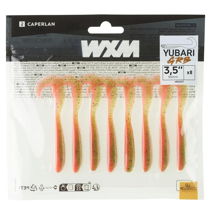 Softbaits grubs met lokmiddel WXM YUBARI GRB 90 oranje