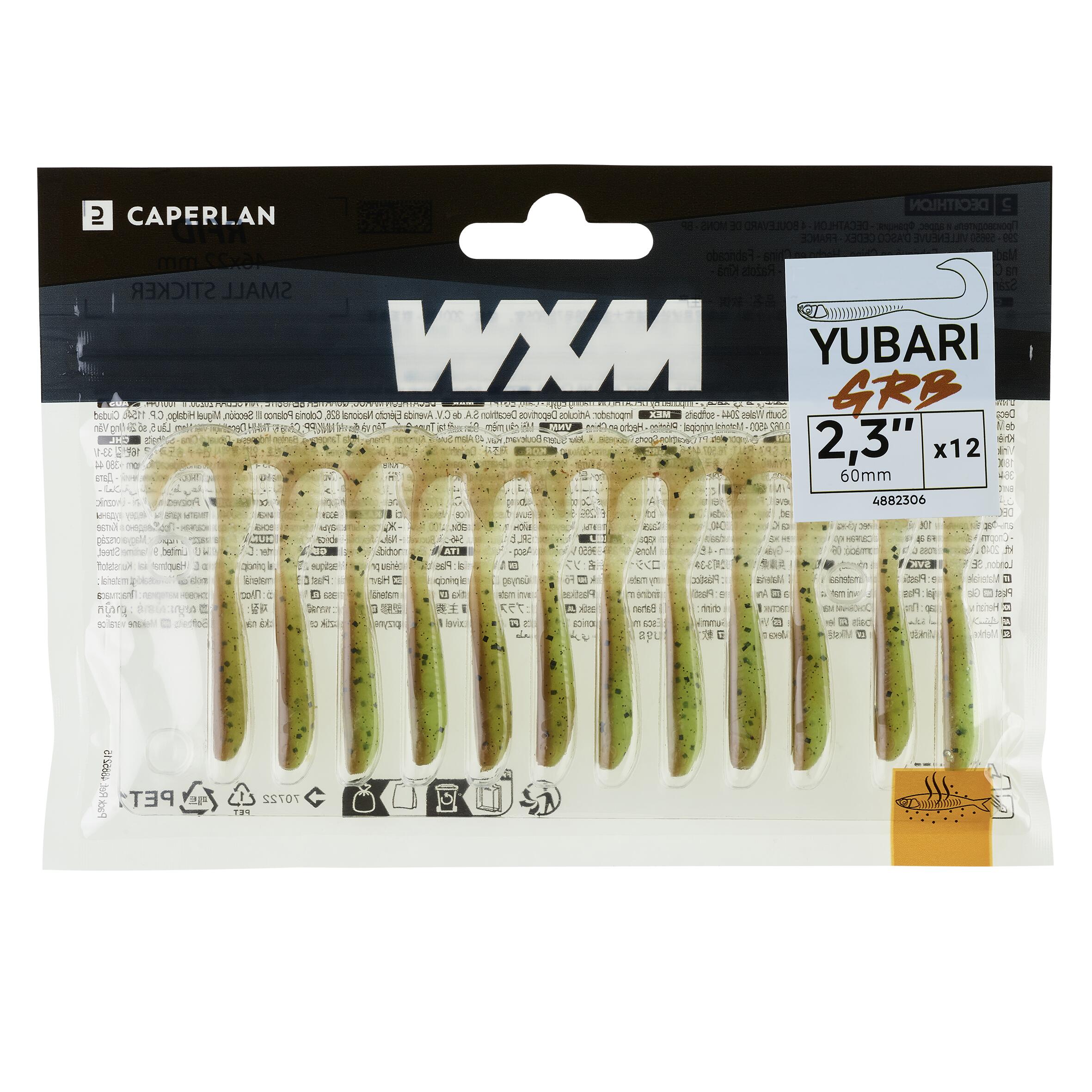 SOFT GRUB LURE WITH WXM YUBARI GRB 60 ATTRACTANT GREEN BROWN 4/6