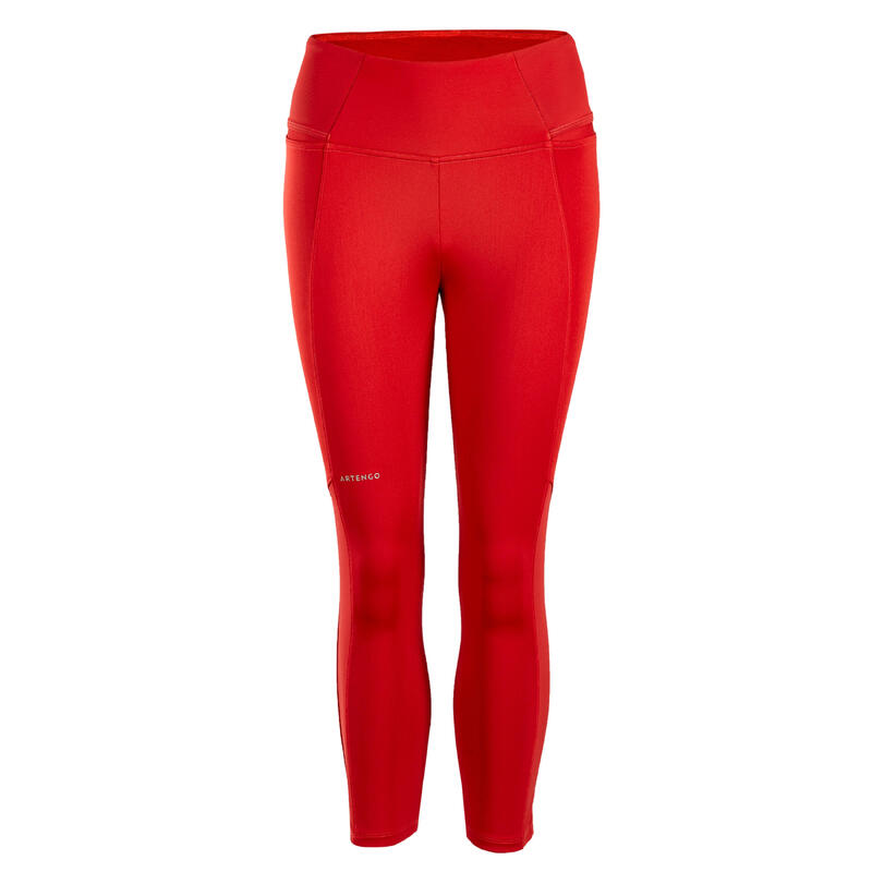 Tennislegging voor dames Dry Hip Ball driekwartlengte steenrood