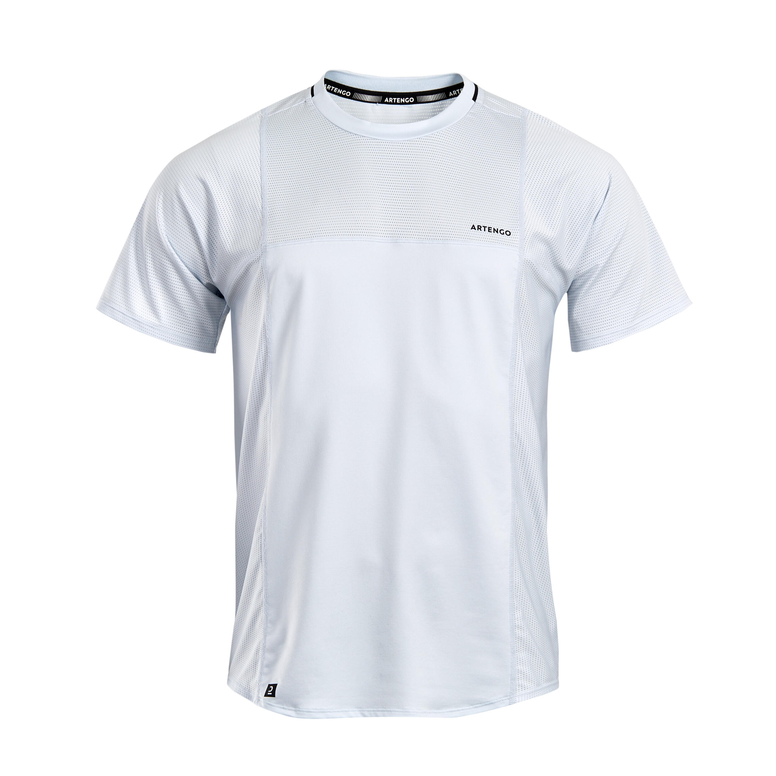 Tennisshirt met korte mouwen voor heren DRY RN lichtgrijs zwart 26/26