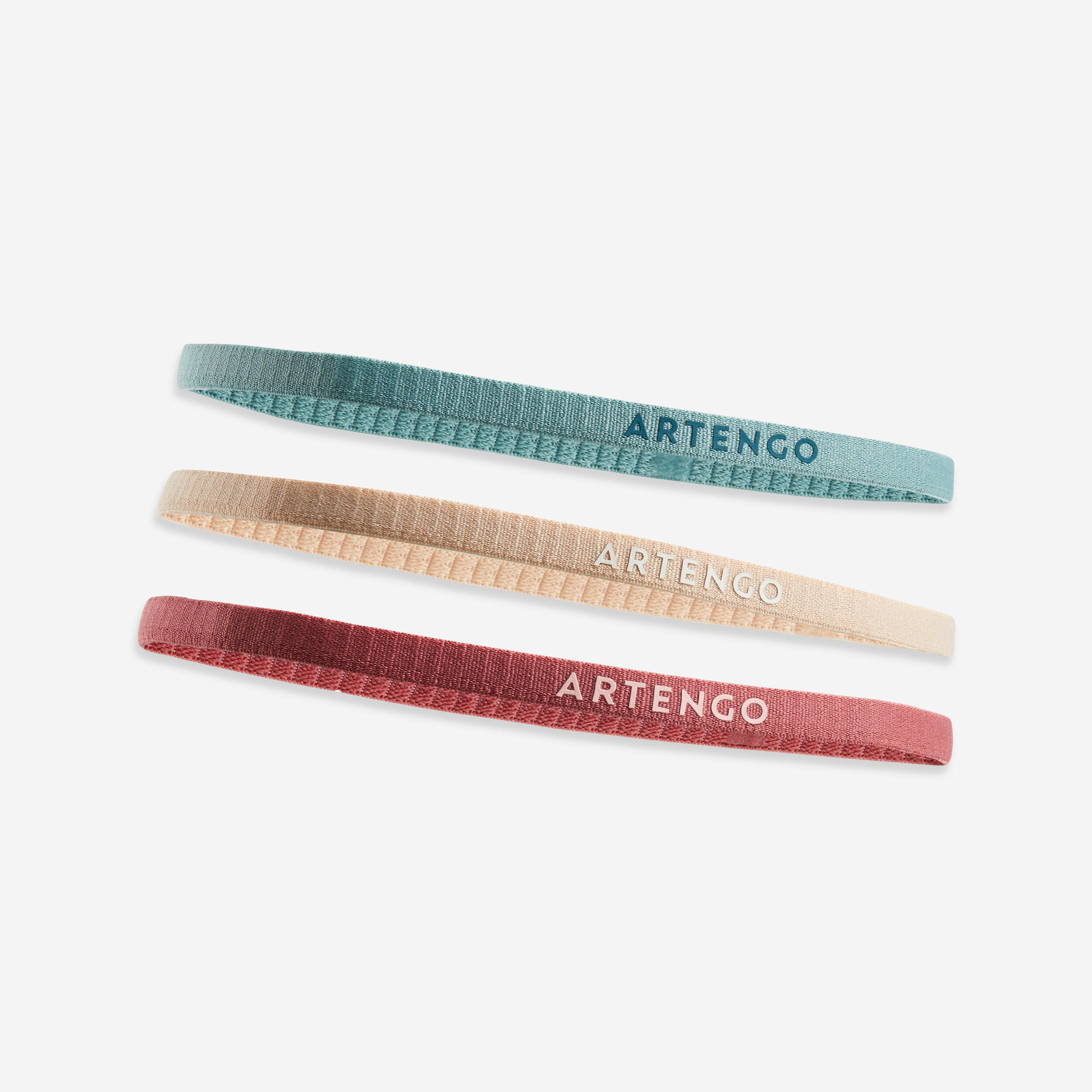 Artengo - Elastic Band Maintien Cheveux X3 Vert Beige Rose - Bandeau - Tennis - Beige-rose-vert - Taille Unique - Decathlon