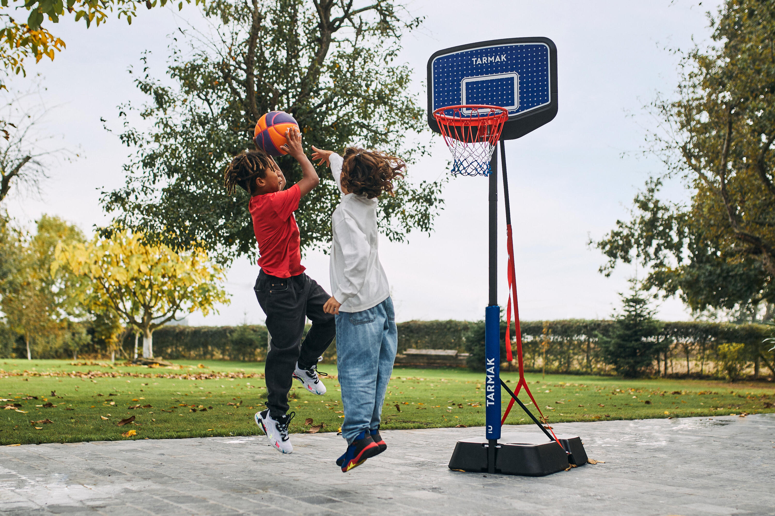 Panier de basket enfant dunk sur pied réglable 1,60m à 2,20m - k900 bleu noir 23/29