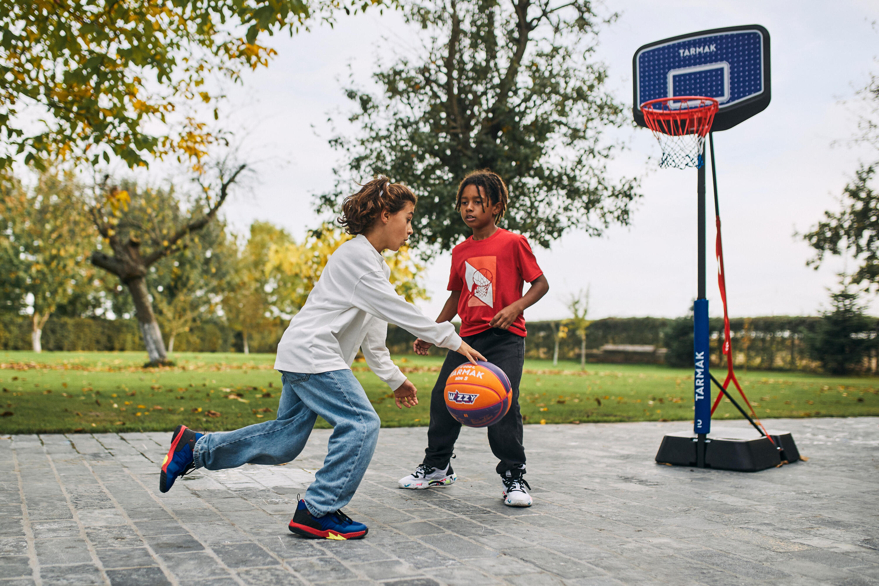 Panier de basket enfant dunk sur pied réglable 1,60m à 2,20m - k900 bleu noir 27/29