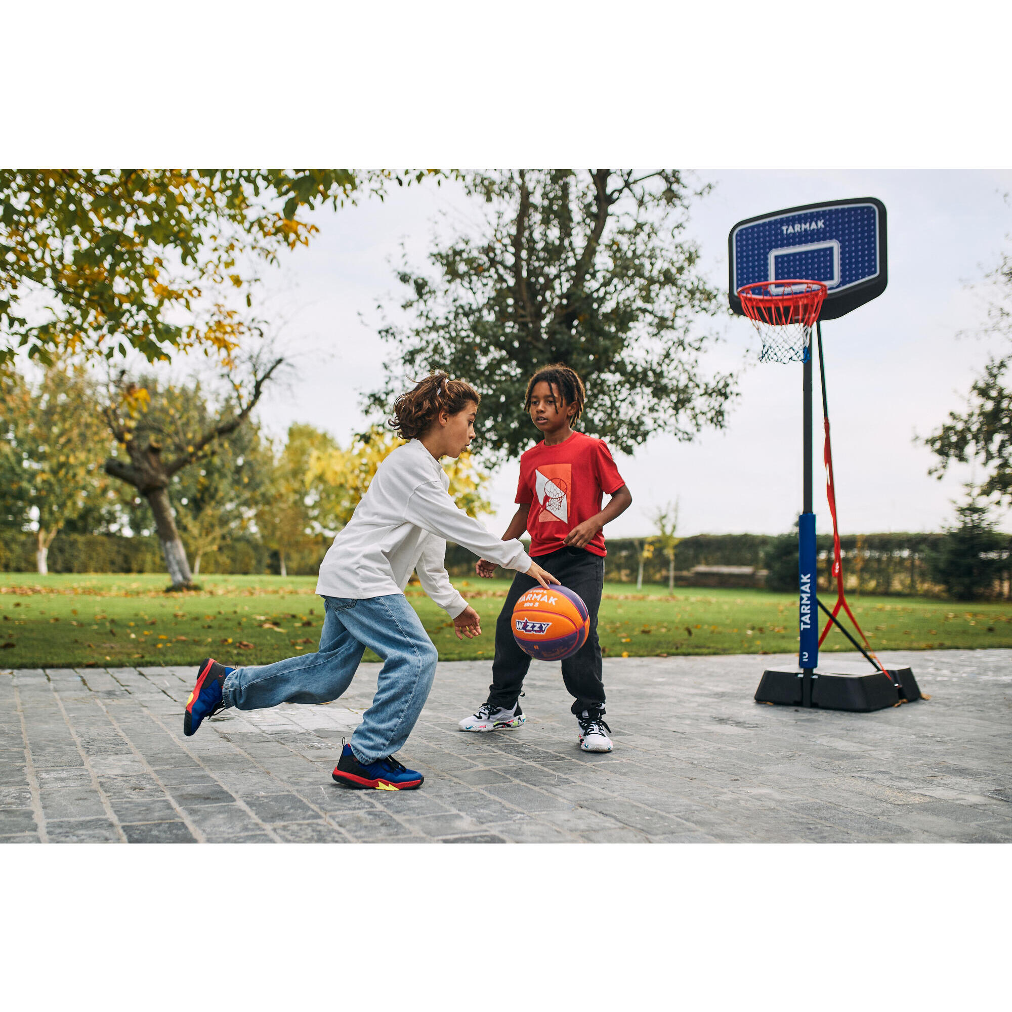 Children's Dunk basketball hoop on adjustable stand 1.60m to 2.20m - K900 Blue Black