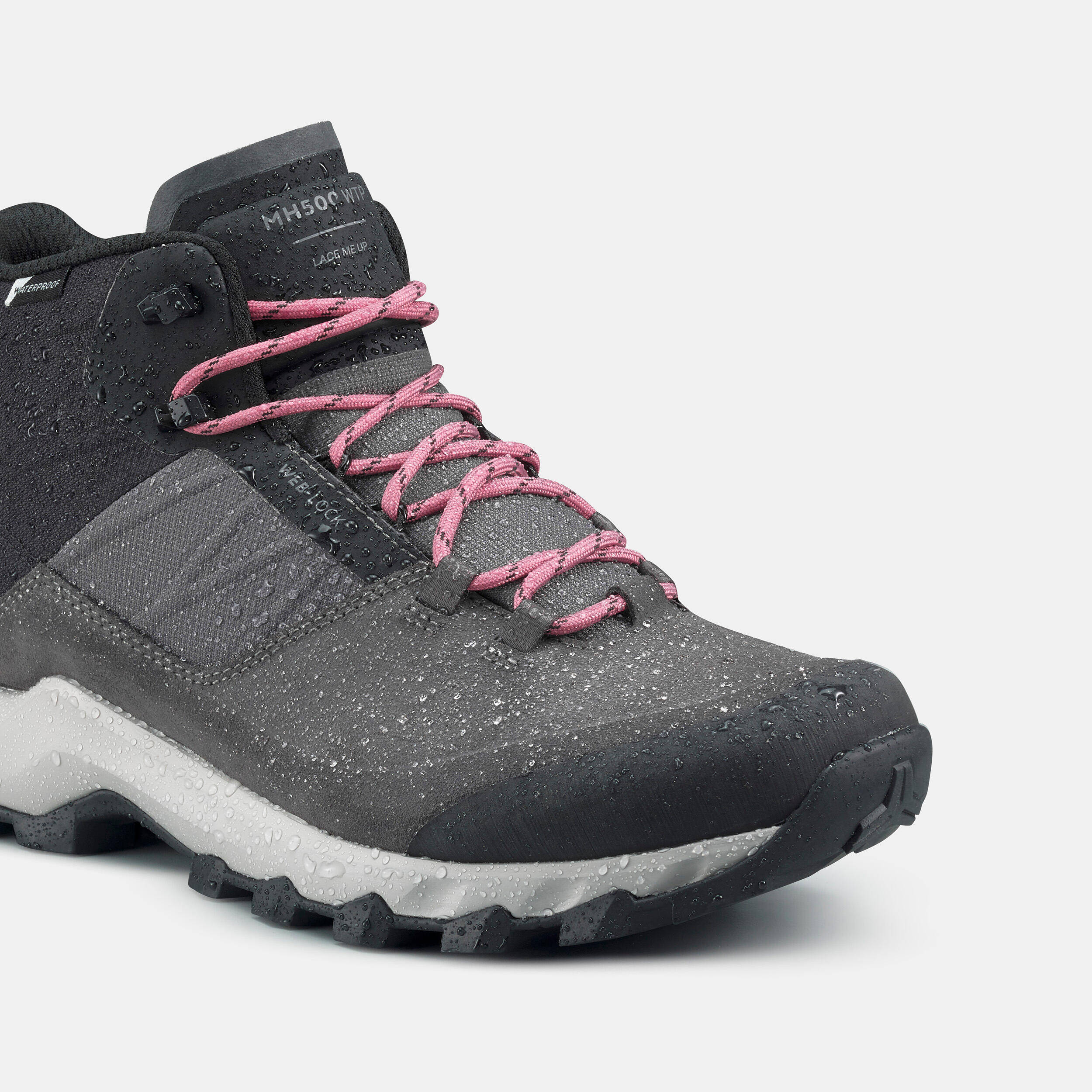 Women’s waterproof mountain hiking boots, MH500 - Grey -  3