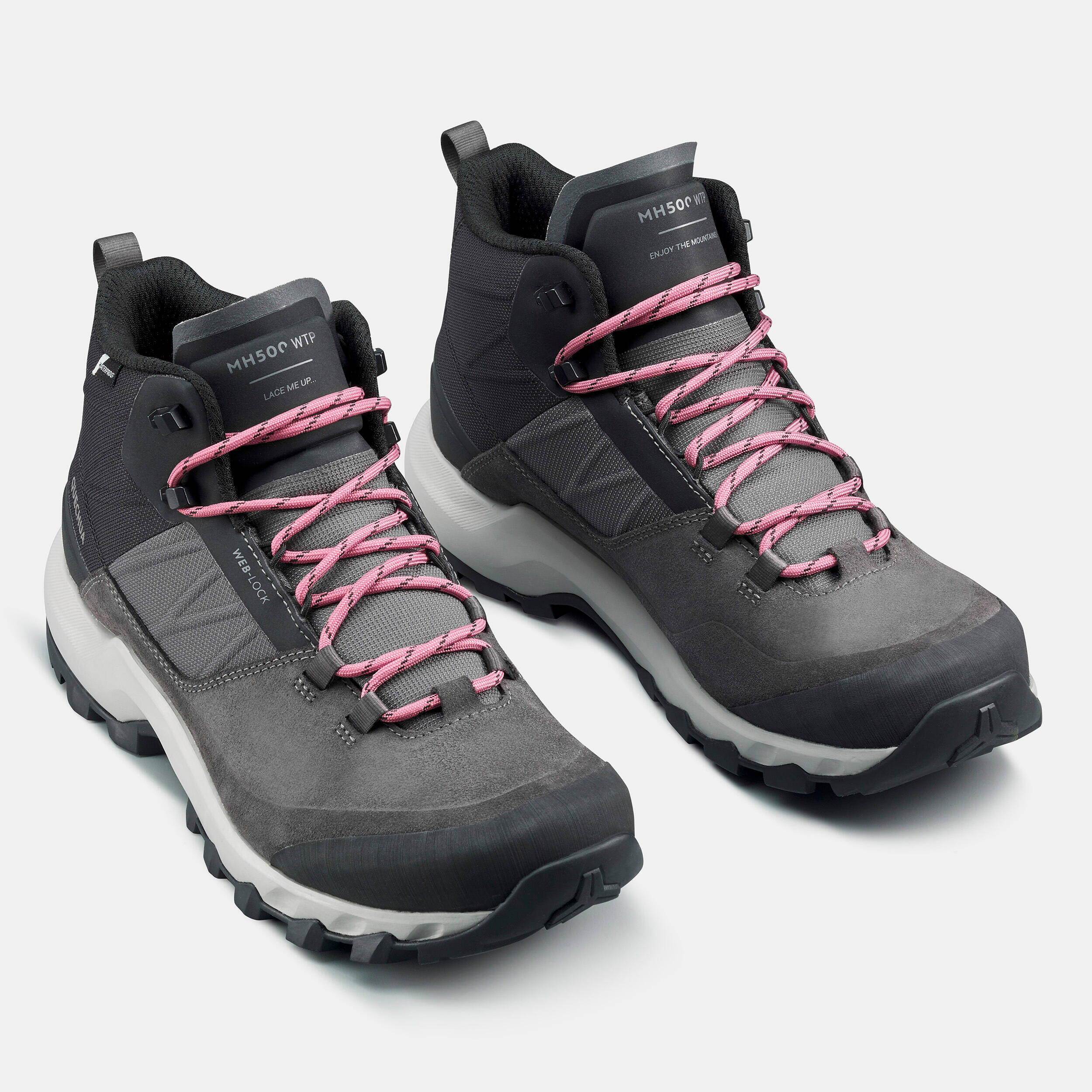 Women’s waterproof mountain hiking boots, MH500 - Grey -  3