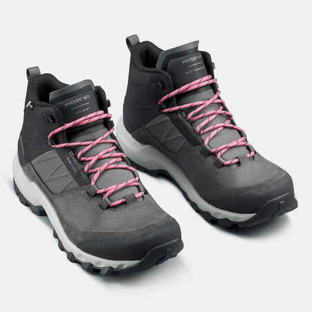 Women's Waterproof Mountain Walking Shoes - MH500 MID Grey