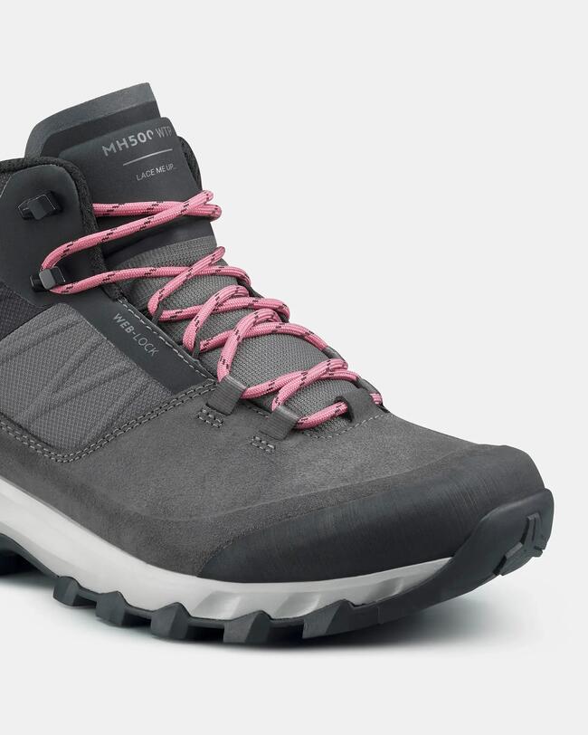 Scarpe da trekking donna MH500 MID impermeabili grigie