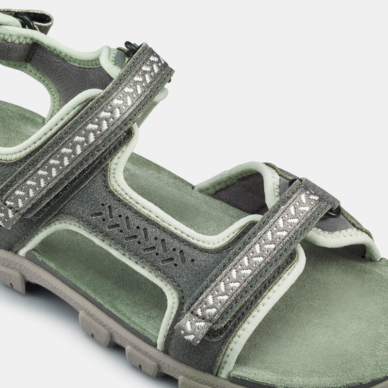 Kadın Outdoor Deri Sandalet - Haki - NH500