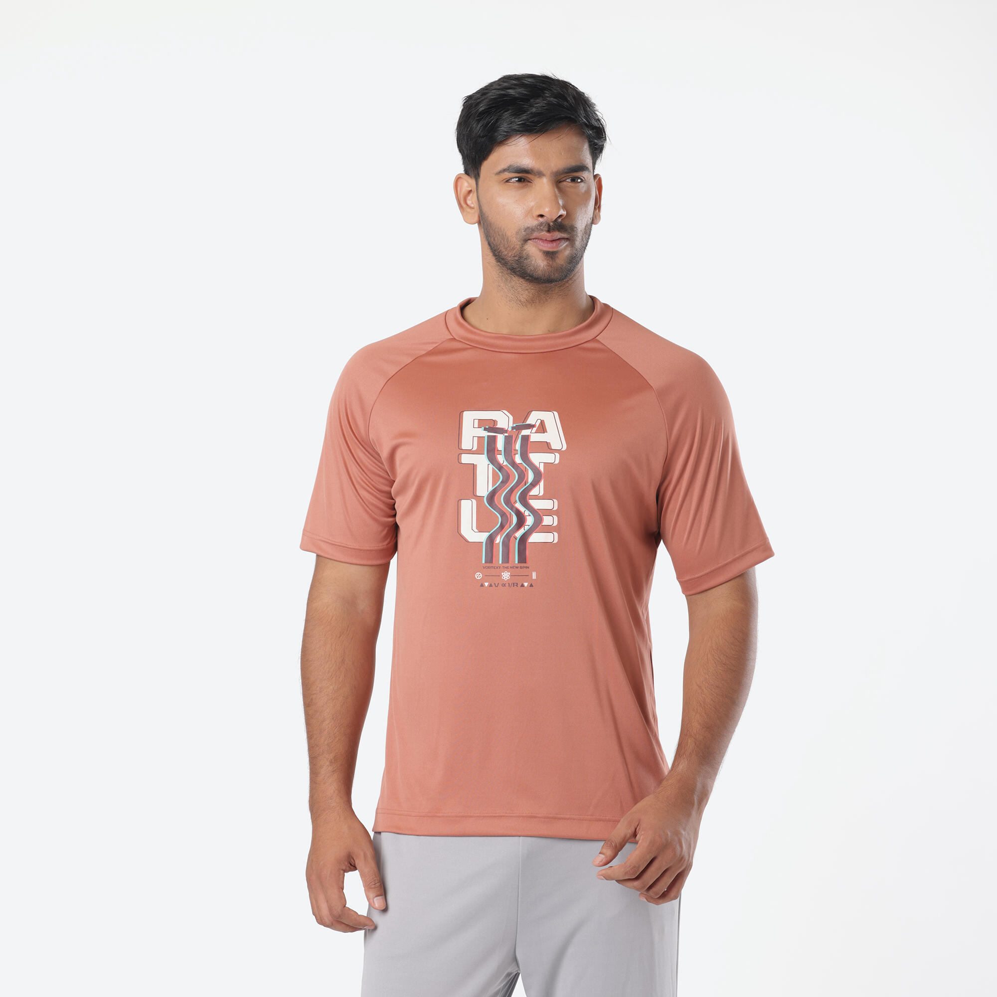 Men's Cricket T-shirt Round Neck CT500 Brown