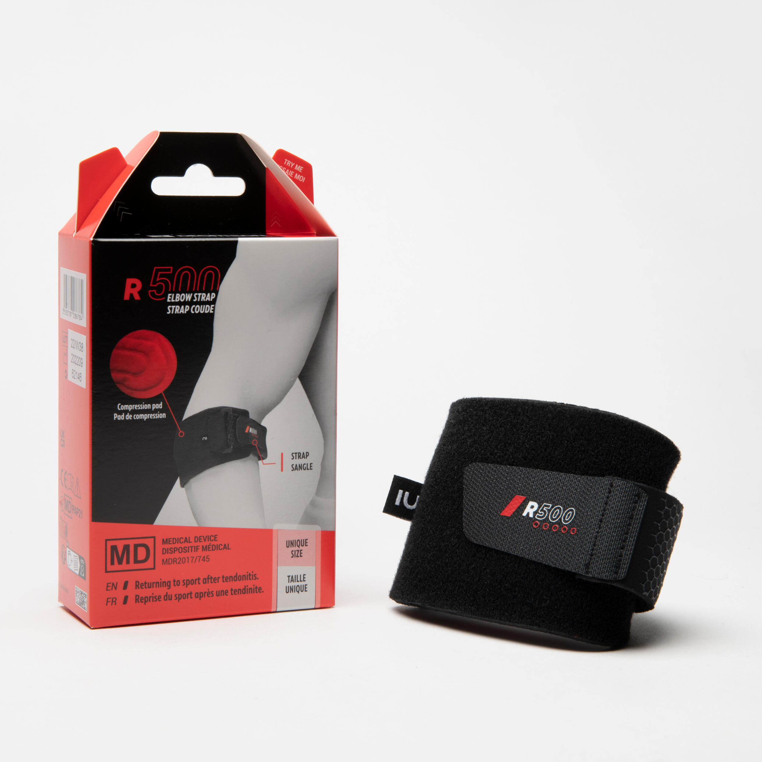 Adult Right/Left Supportive Elbow Strap R500 - Black 4/6