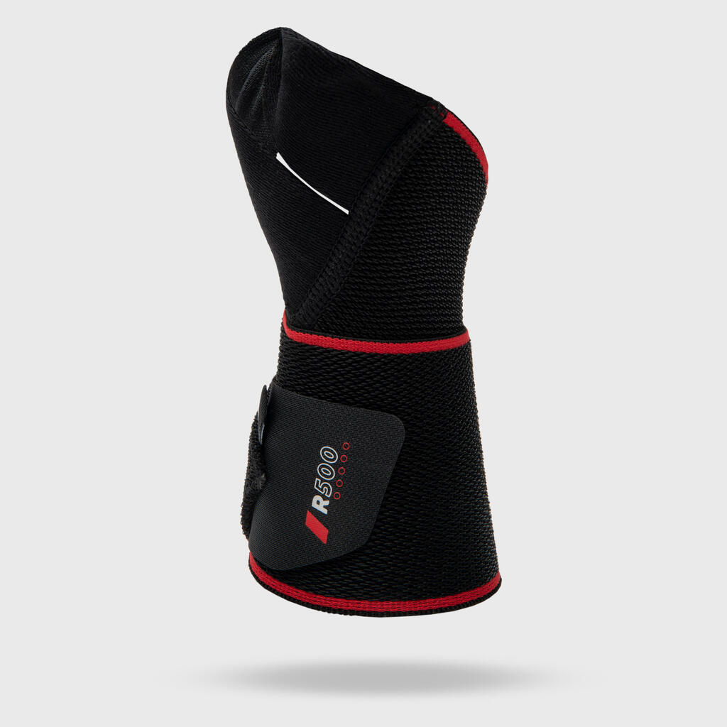 MUÑEQUERA DE SUJECIÓN ZURDA/DIESTRA ADULTO R500 NEGRA