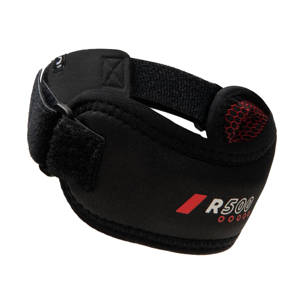 Venda de sujeción de rodilla zurda/diestra adulto R500 negra