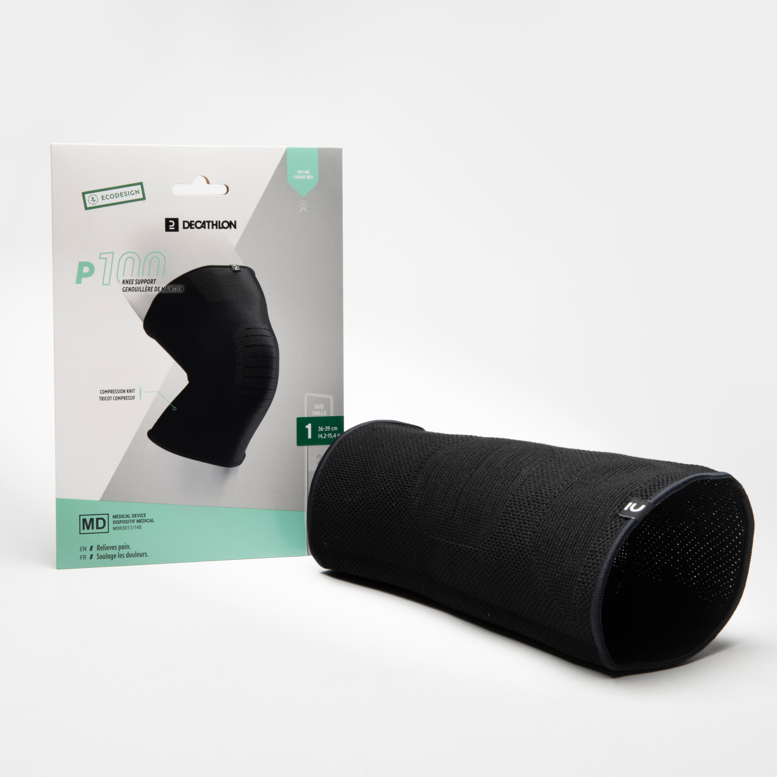 Genouillère de maintien - Prevent 100 noir - TARMAK