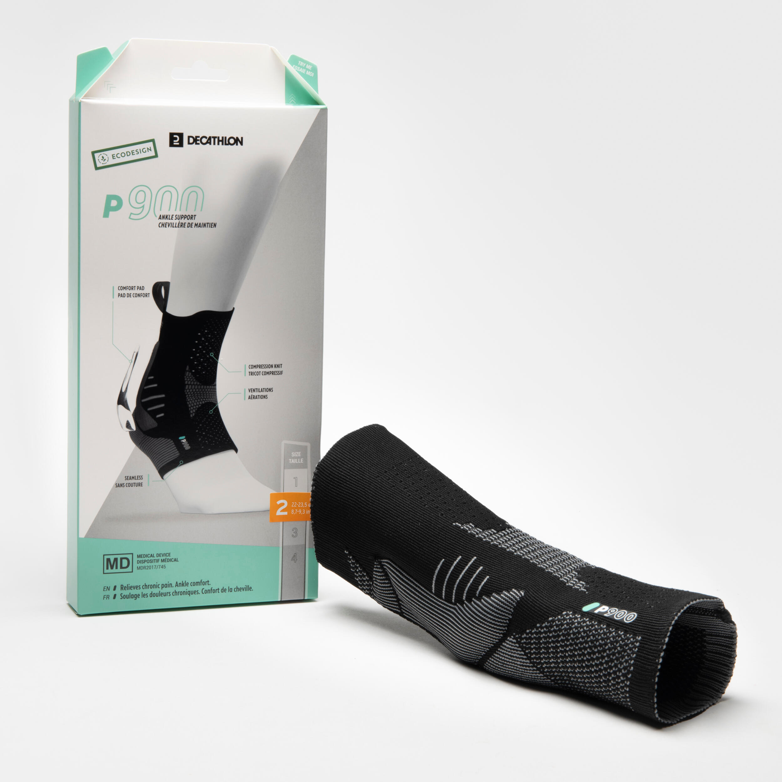 Tobillera de sujeci n Adulto Tobillera P900 Negro Decathlon