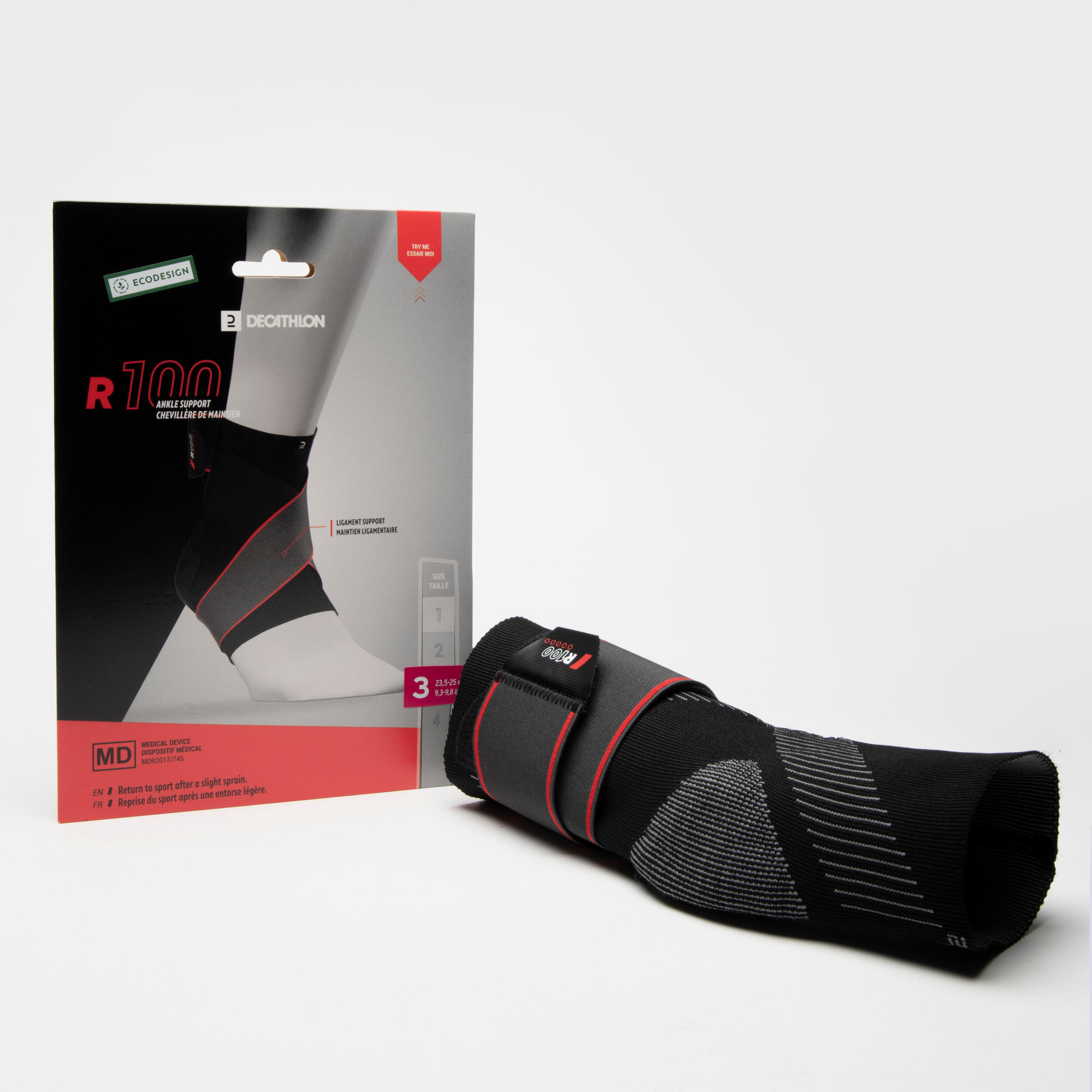Adult Left/Right Ankle Ligament Support R100 - Black 5/8