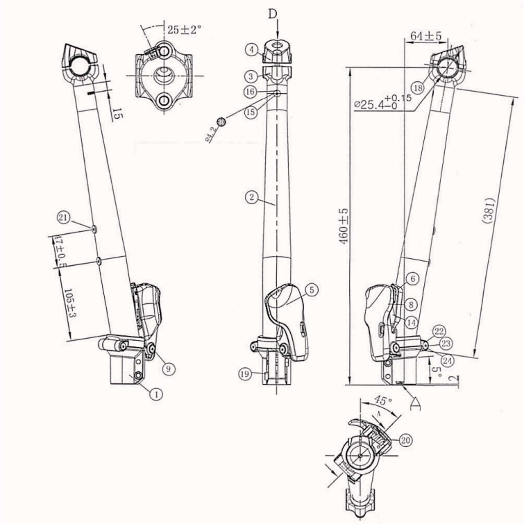 STUURPEN VOUWFIETS FOLD LIGHT 1" ZWART 3/3