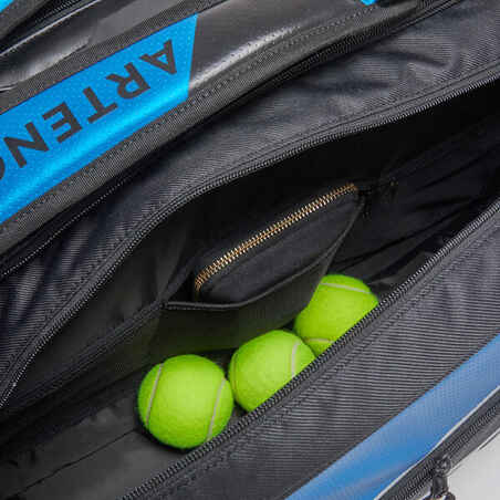 Impregnuotas teniso reikmenų krepšys „12R Pro“, juodas, mėlynas