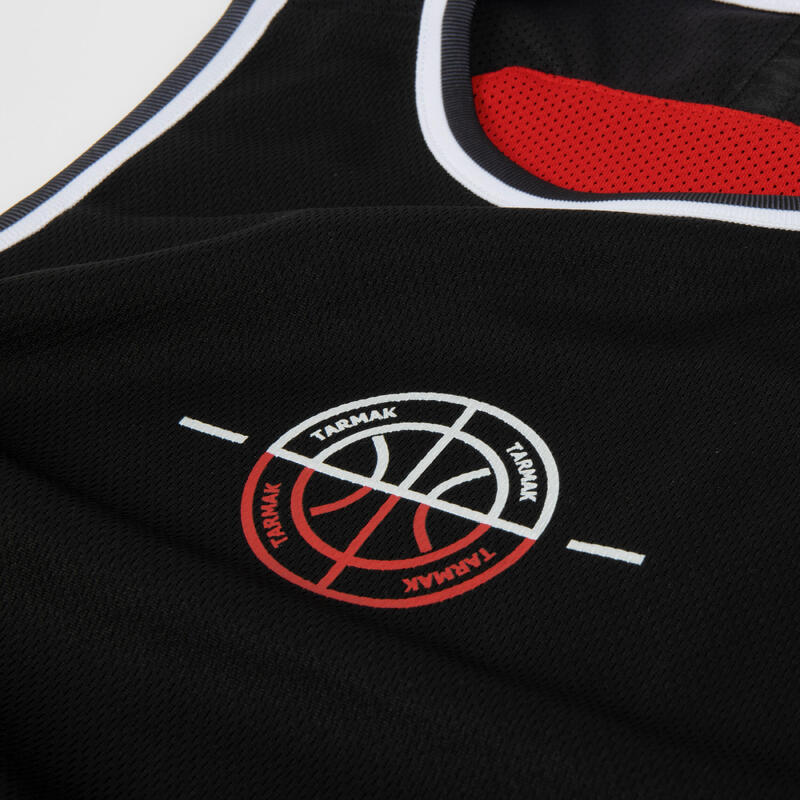 Basketbalový oboustranný dres T500R červeno-černý 
