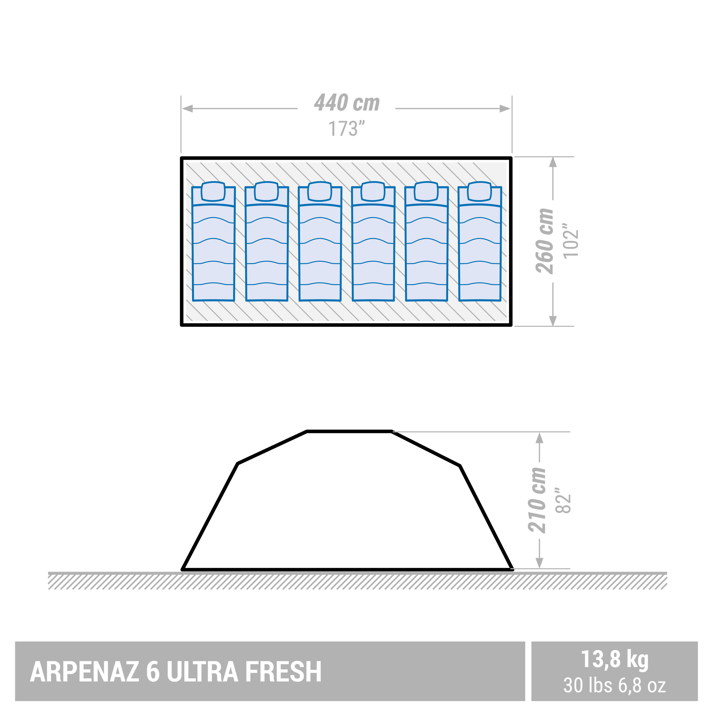 Camping tent with poles - Arpenaz 6 ULTRAFRESH - 6 Person 4/19