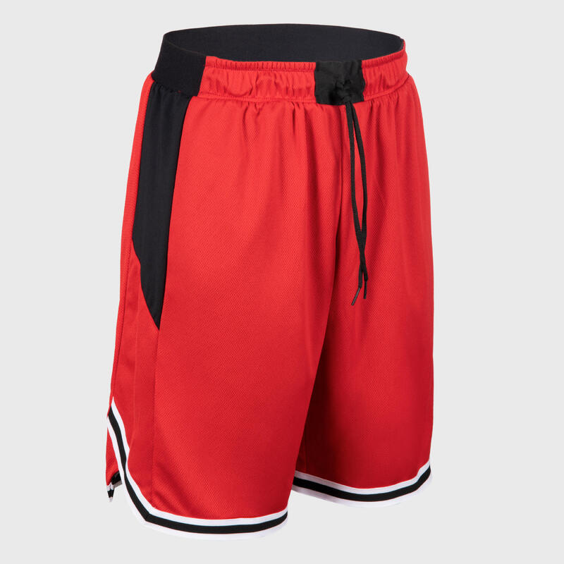 Pantaloncini basket SH 500R unisex reversibili nero-rosso