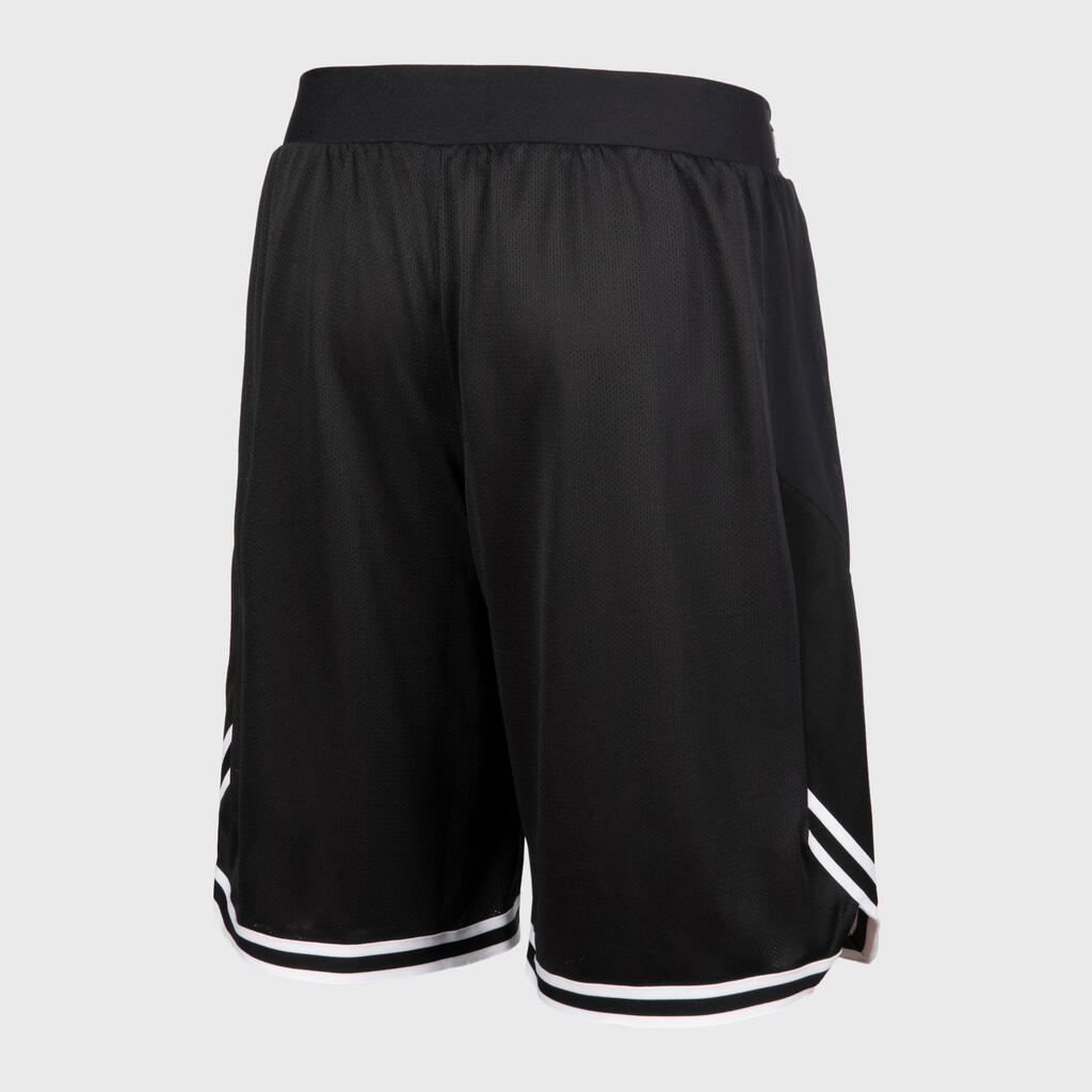 Vyriški / moteriški dvipusiai krepšinio šortai „SH500R“, smėlio spalvos, juodi