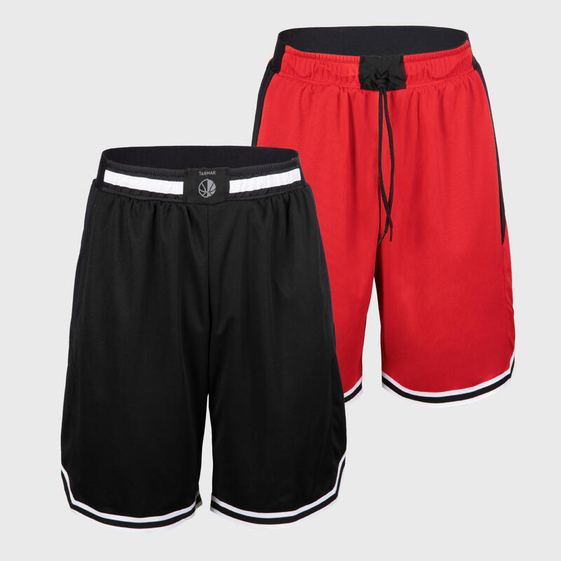 SHORT BASKETBALL REVERSIBLE HOMME/FEMME - SH500R NOIR ROUGE