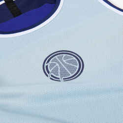 Kids' Reversible Sleeveless Basketball Jersey T500R - Light Blue/Dark Blue