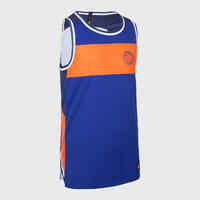 Kids' Reversible Sleeveless Basketball Jersey T500R - Light Blue/Dark Blue