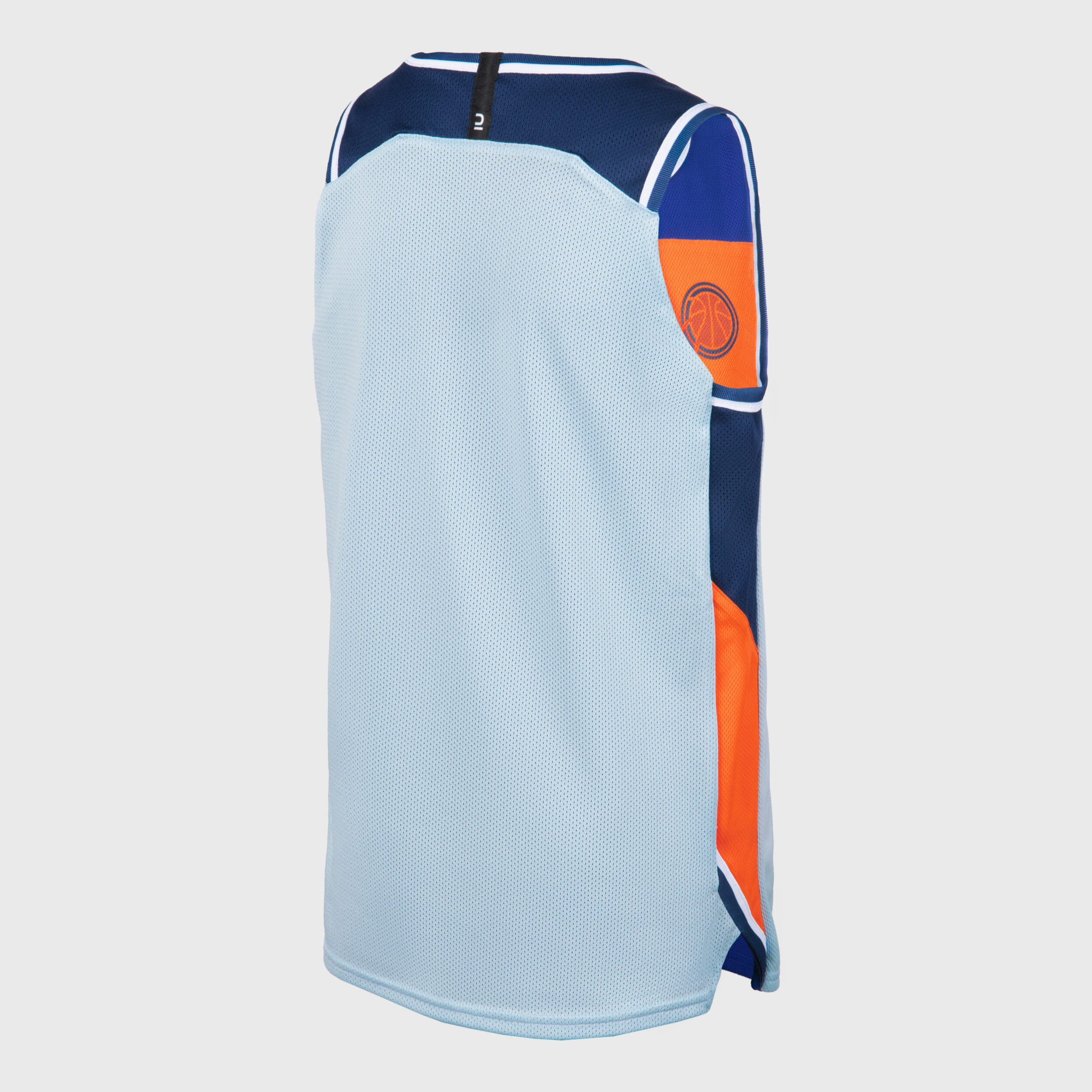 Kids' Reversible Sleeveless Basketball Jersey T500R - Light Blue/Dark Blue 10/11