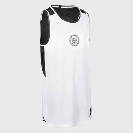 Kids' Reversible Sleeveless Basketball Jersey T500R - Black/White