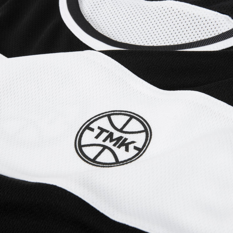 Kids' Reversible Sleeveless Basketball Jersey T500R - Black/White