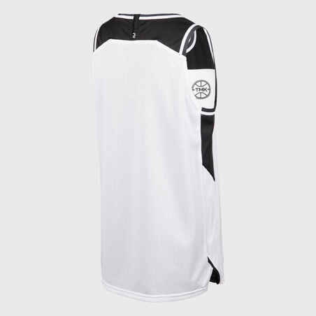 Kids' Reversible Sleeveless Basketball Jersey T500R - Black/White