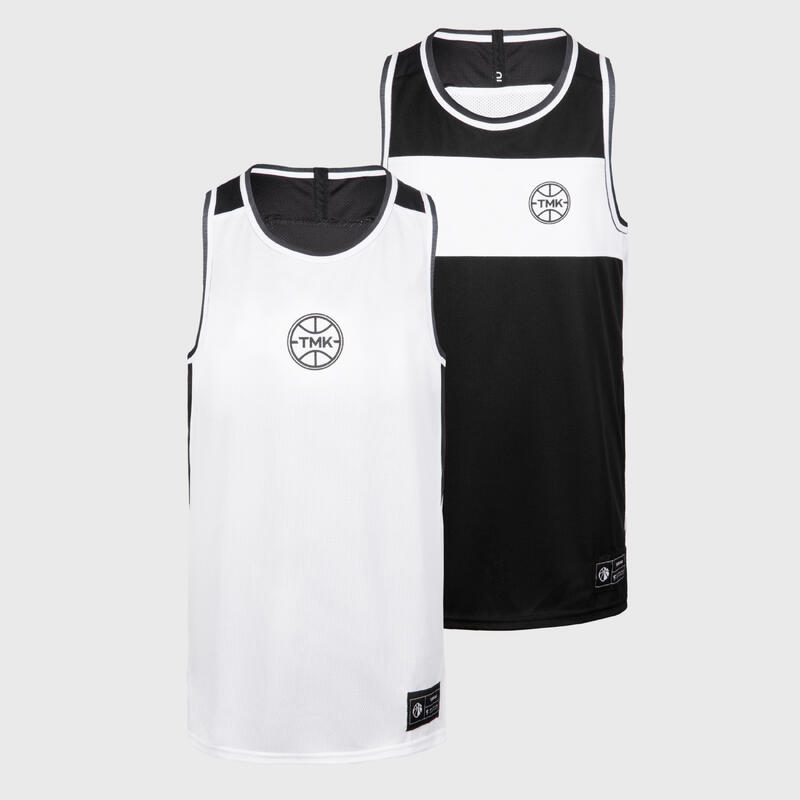 Camiseta de baloncesto sin mangas reversible júnior - T500R JR negro blanco