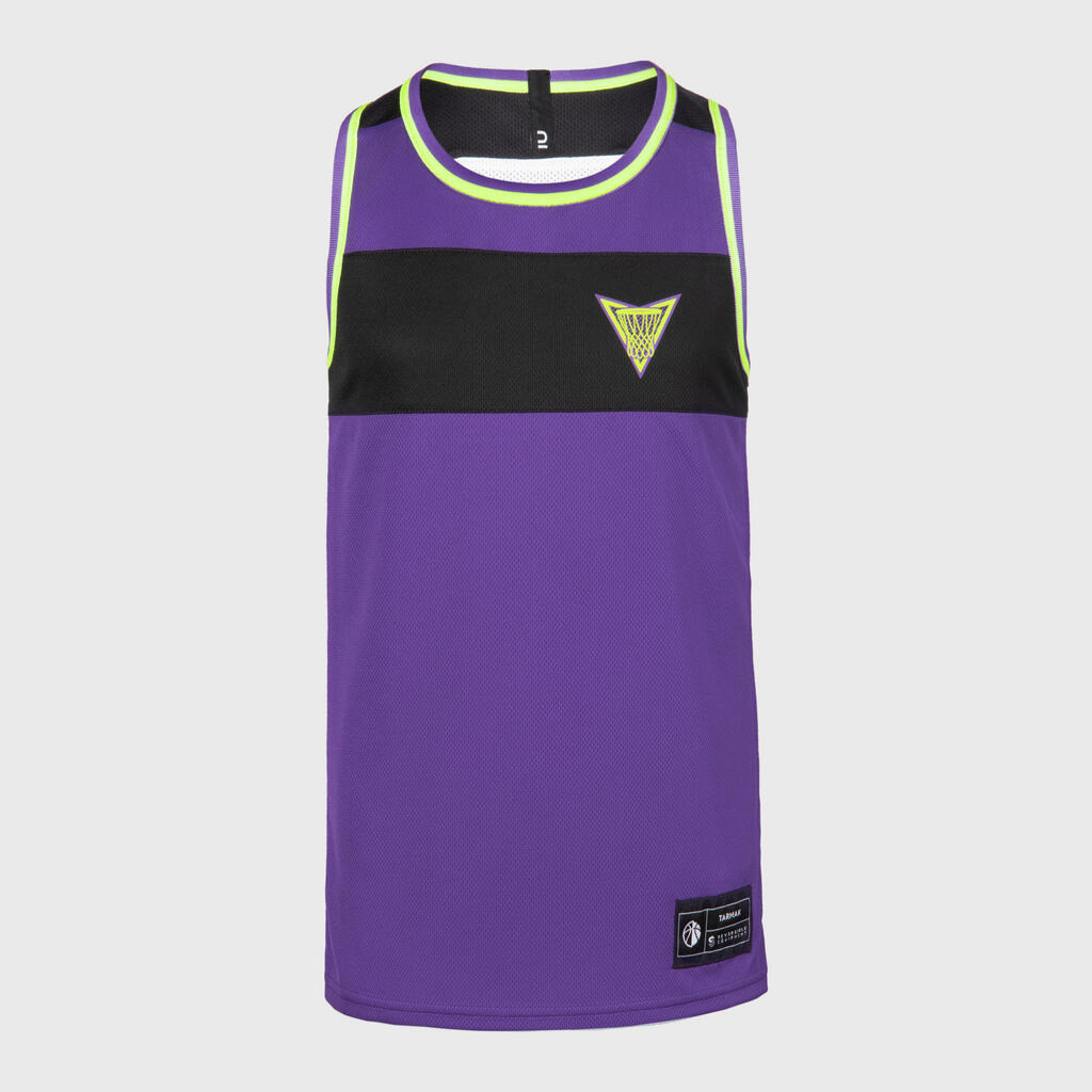 MAILLOT DE BASKETBALL SANS MANCHE REVERSIBLE ENFANT - T500R ROUGE NOIR