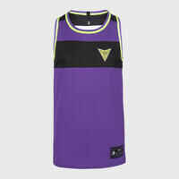 Kids' Reversible Sleeveless Basketball Jersey T500R - White/Purple